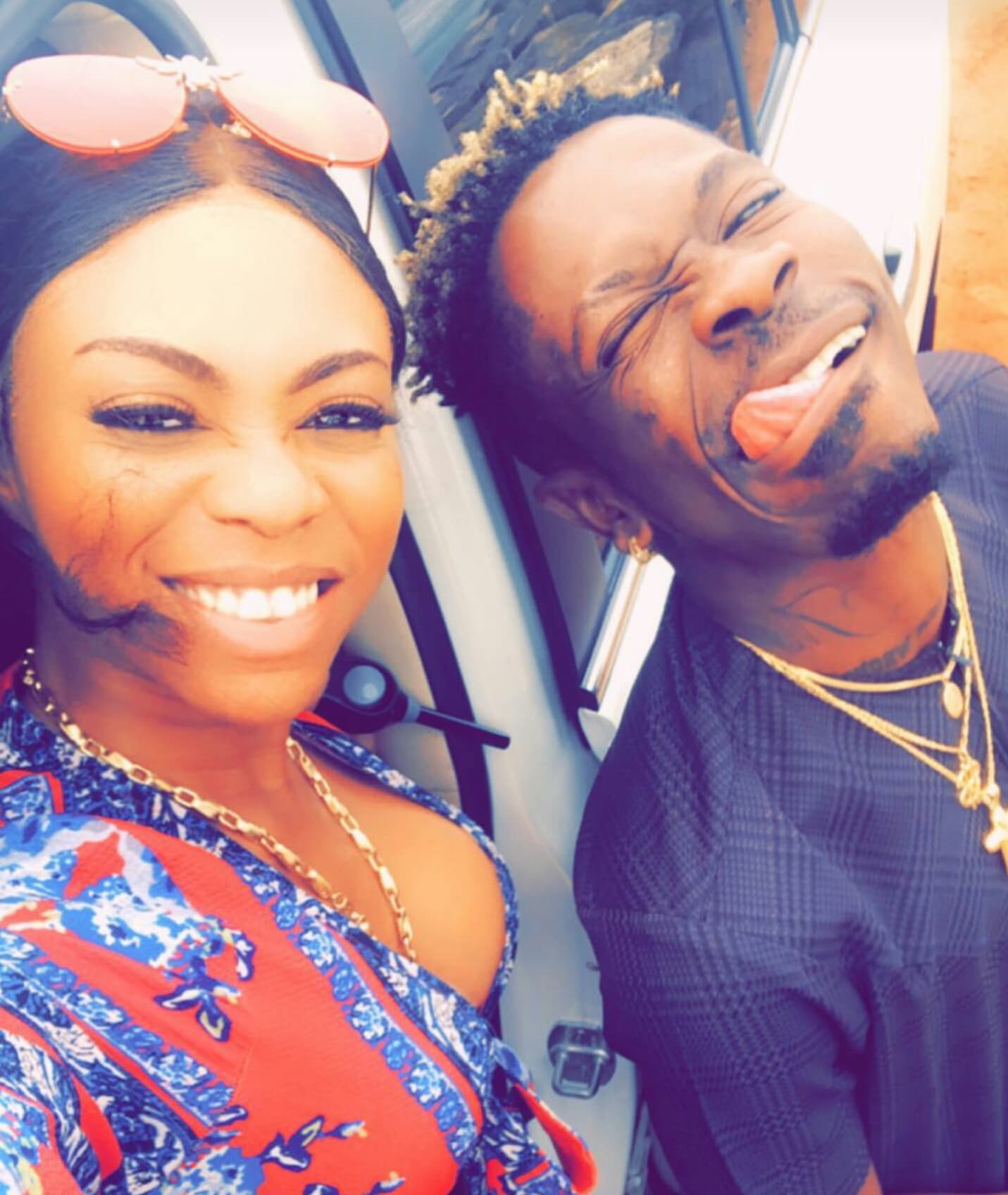 Shatta Wale takes ‘babes’ Shatta Michy for a ride after church