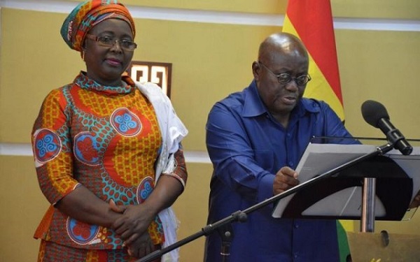 Minister for Local Government and Rural Development, Mrs Alima Mahama and President Akufo-Addo