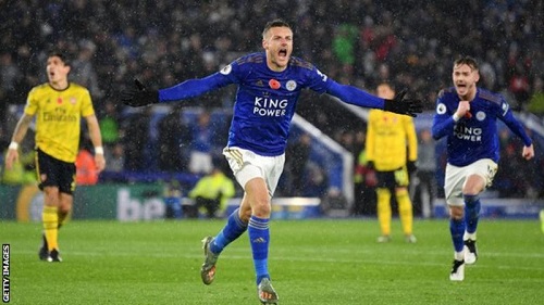 EPL: Vardy scores as Leicester compound Arsenal's misery