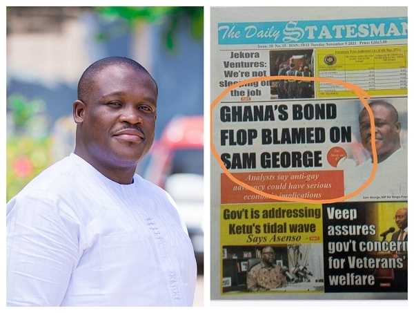 Pro-NPP govt newspaper blames Sam George for Ghana’s bond flop