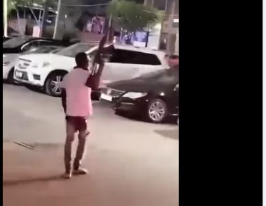 Video: Man fires AK 47 at East Legon to welcome New Year