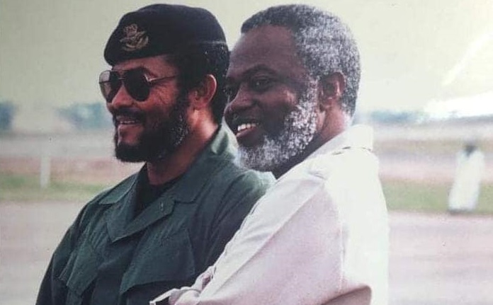 Kojo Tsikata (R) and Jerry Rawlings