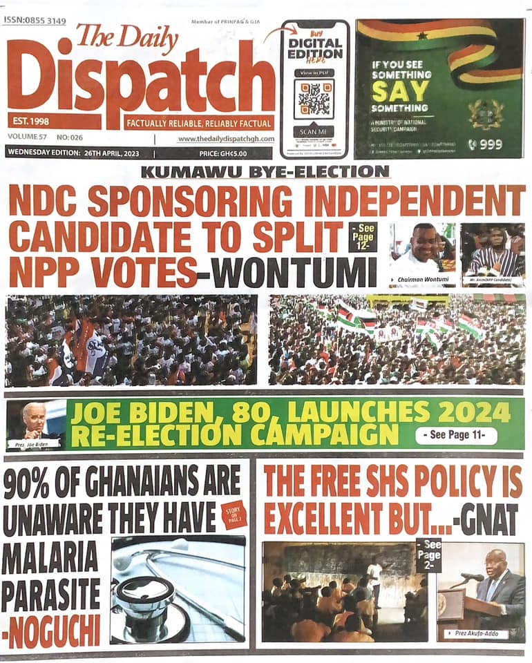 Newspaper headlines: Wednesday, April 26, 2023 - Prime News Ghana