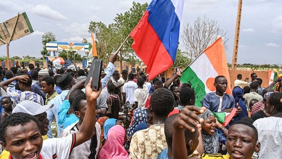 A large crowd calling for France to leave Niger gathered near the capital on Friday