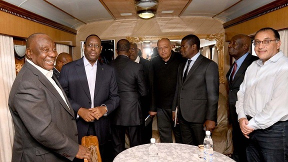 The African delegation travelled by train from Poland to Ukraine, and then on to Russia