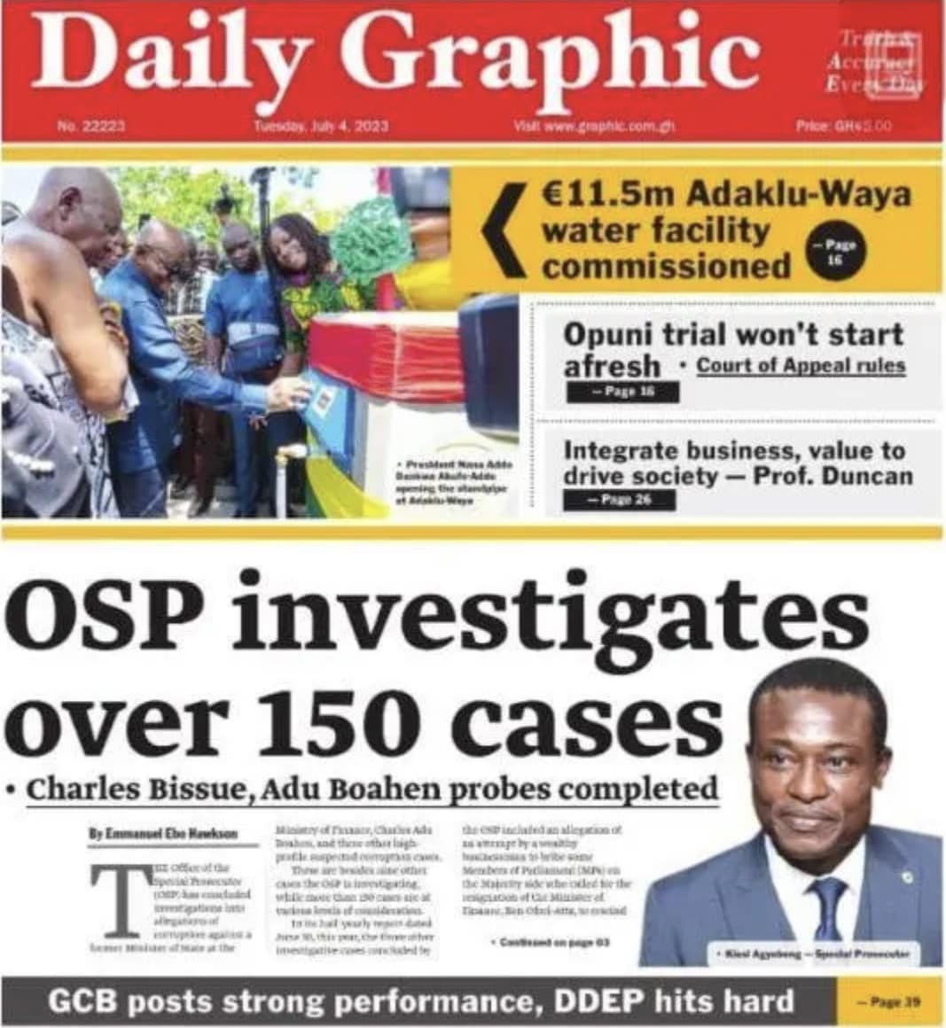 Newspaper headlines: Tuesday, July 4, 2023 - Prime News Ghana