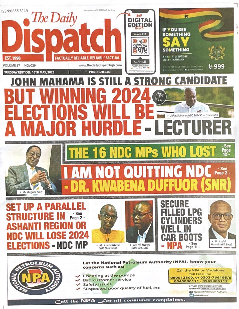 Newspaper Headlines: Tuesday, May 16, 2023 - Prime News Ghana