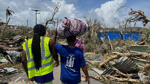 Cars smashed and walls knocked down following Mayotte cyclone