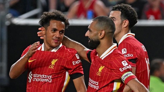 Mohamed Salah and Fabio Carvalho put Liverpool 2-0 ahead during the first half