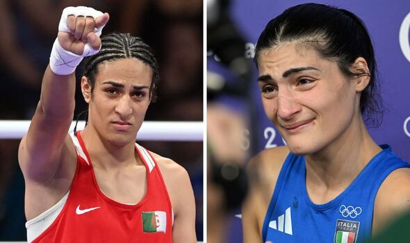 Algeria's Imane Khelif (left) Italian boxer Angela Carini (right)