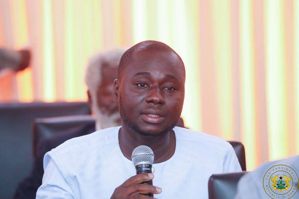 Atik Mohammed speaking at President Akufo-Addo's meeting with political party leaders in Ghana