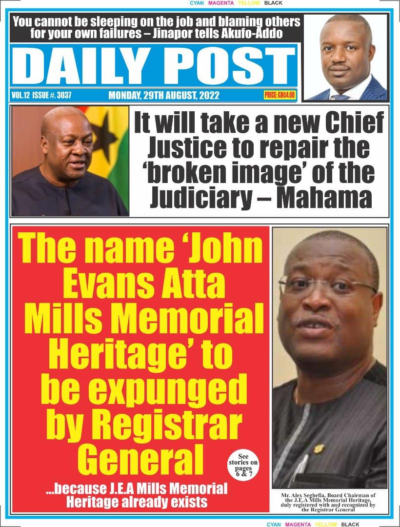 Newspapers Headlines: Monday, August 29, 2022 - Prime News Ghana