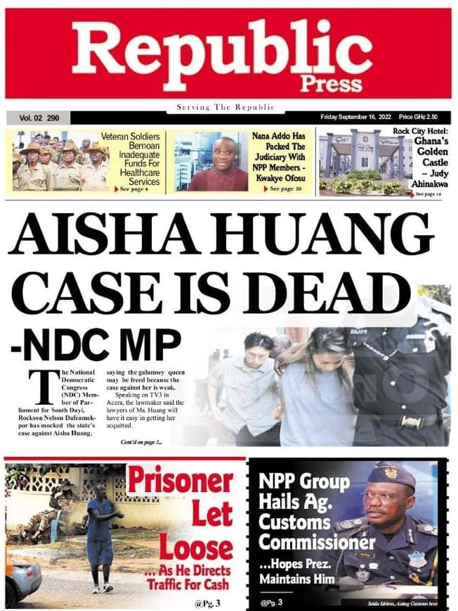 Newspapers Headlines Friday September 16 22 Prime News Ghana