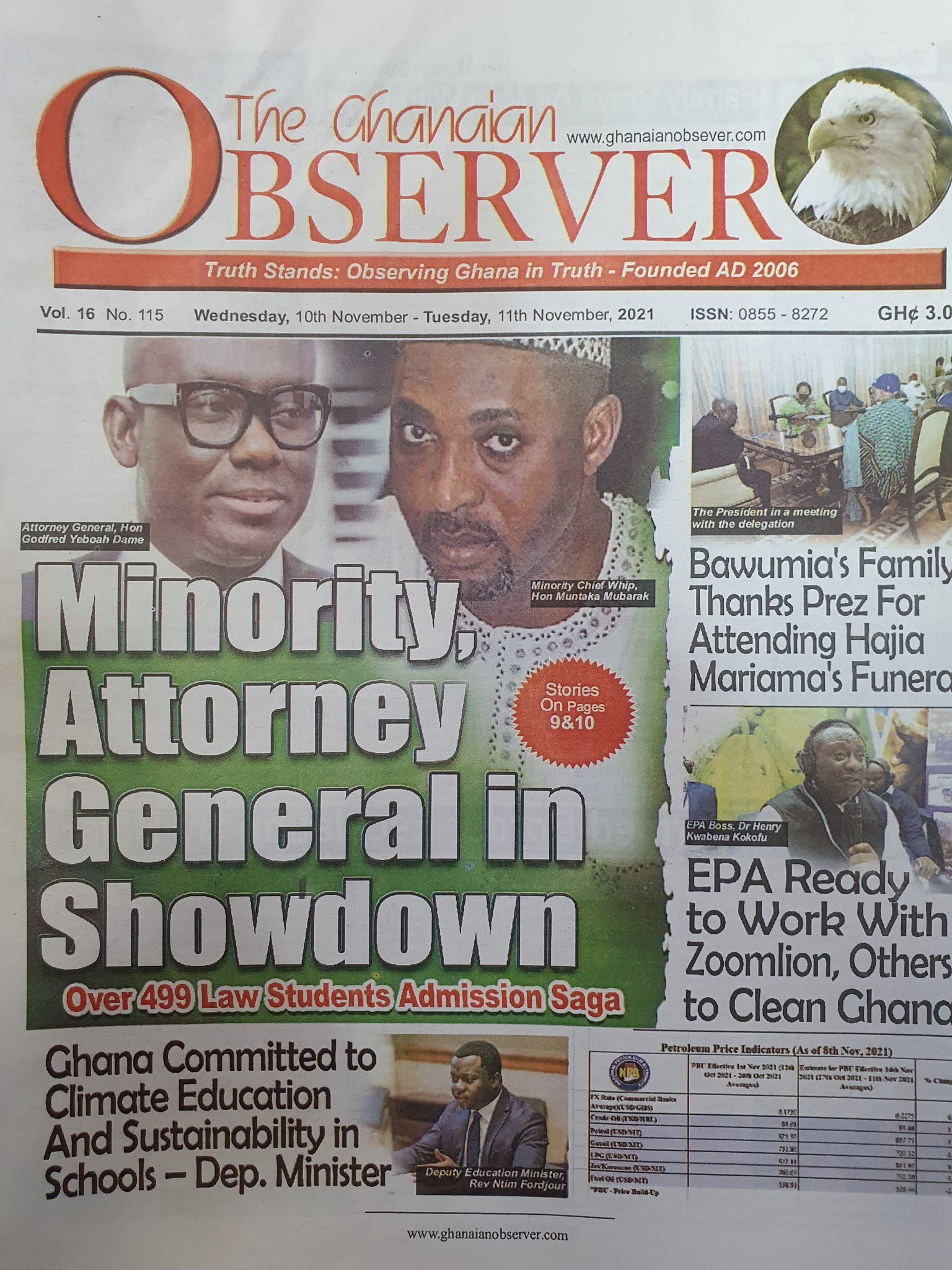 Newspaper headlines: Wednesday, November 10, 2021 - Prime News Ghana