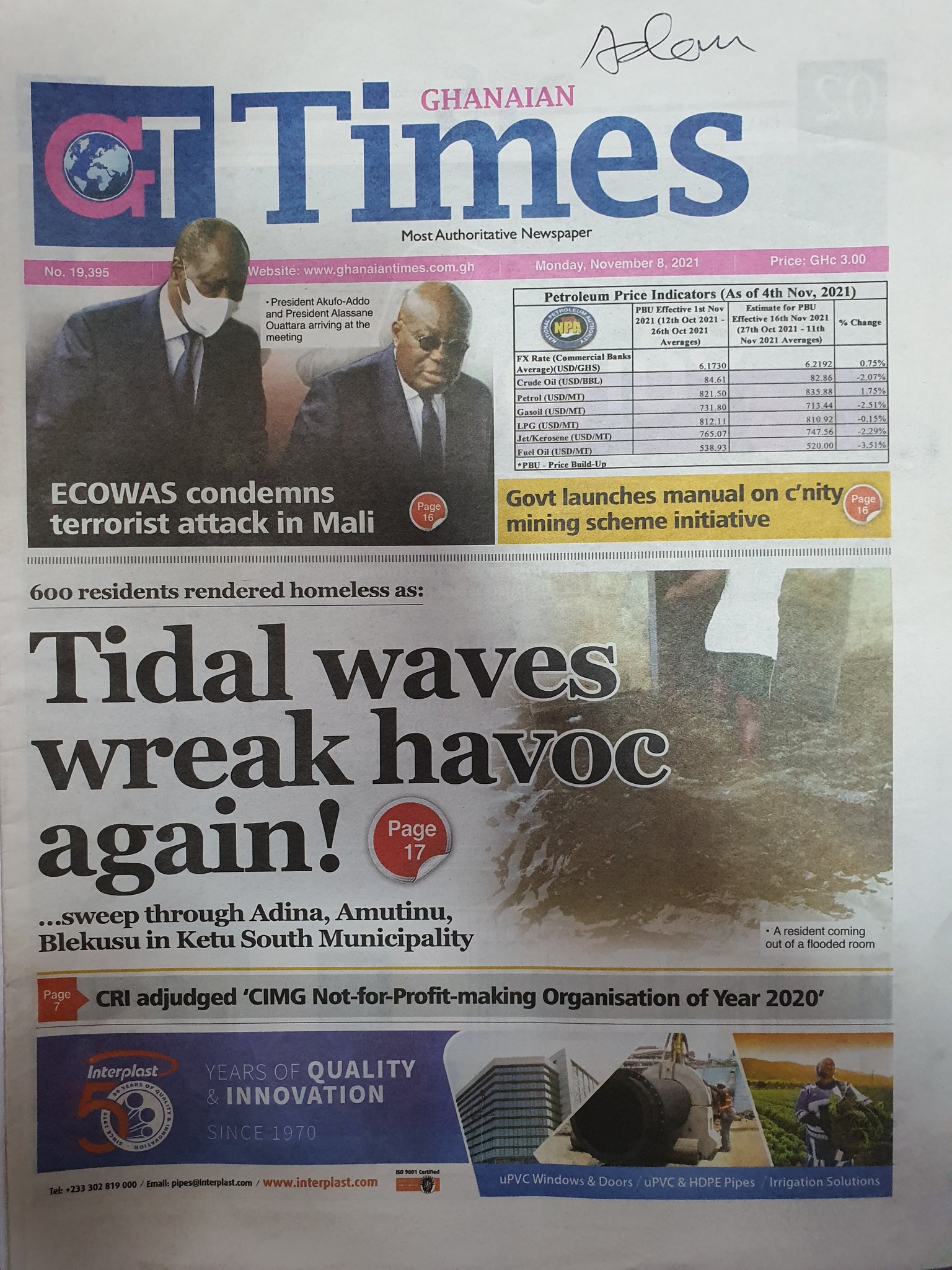 Newspaper Headlines Monday November 8 21 Prime News Ghana